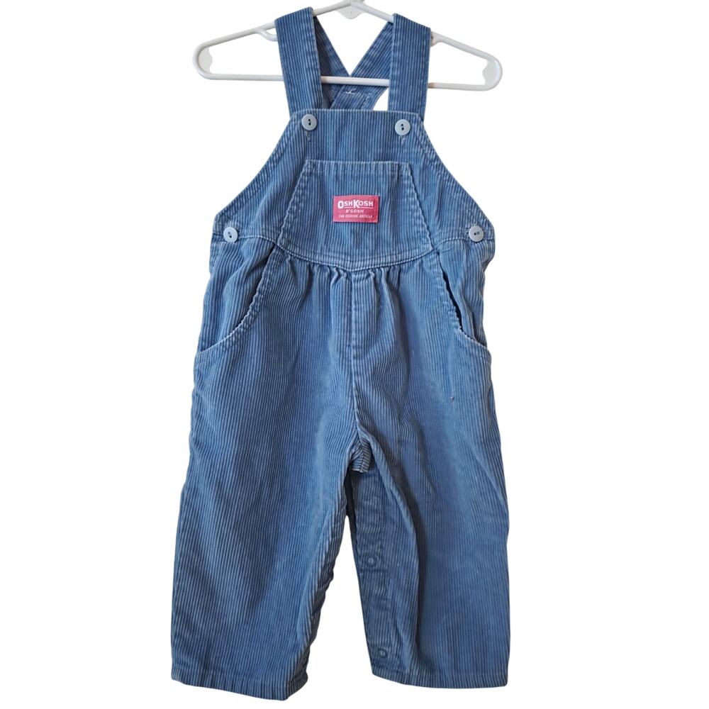 Oshkosh Vintage Vestback Blue Corduroy Overalls Size 18 months